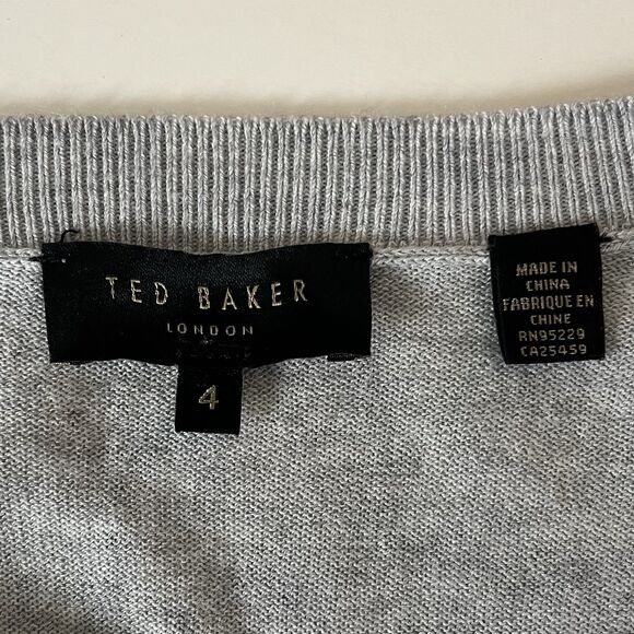 Ted Baker Cotton Cashmere Sweater Size 4 Rhinestones Preppy Holiday Classic Crew - Picture 9 of 11